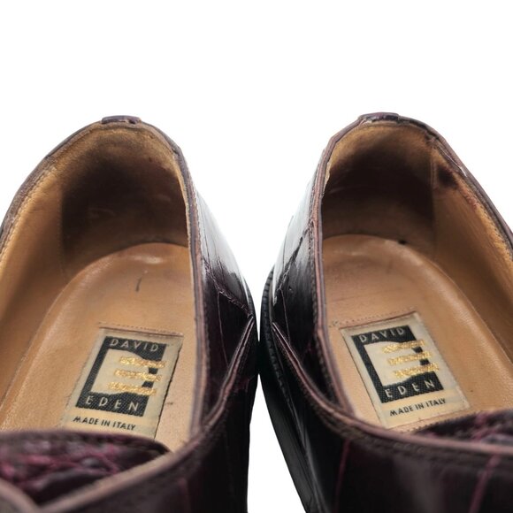 Vintage David Eden Exotic Alligator Burgundy Monk Strap Loafer Men 12 Dress Shoe main image 5